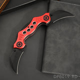 Dual Blade Bat Twin Blade Knife Half-Serrated Hawkbill Tactical Folding Karambit with Aluminum Handle