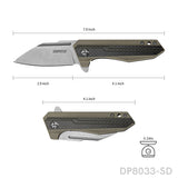 EDC Folding Pocket Knife 8Cr Stainless Steel Blade with G10 Handle and Pocket Clip