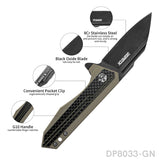 EDC Folding Pocket Knife 8Cr Stainless Steel Blade with G10 Handle and Pocket Clip
