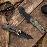 Fixed Blade and Folding Knife Set with Sheath for Outdoor, Camping and Hiking