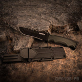 9 inch Heavy Duty Fixed Blade Hunting Knife Rubberized ABS Handle with K Sheath