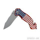 National Flag Patterned Folding Knife with Stonewashed Blade