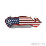 National Flag Patterned Folding Knife with Stonewashed Blade
