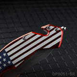 National Flag Patterned Folding Knife with Stonewashed Blade