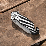 National Flag Patterned Folding Knife with Stonewashed Blade
