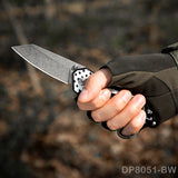 National Flag Patterned Folding Knife with Stonewashed Blade