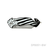 National Flag Patterned Folding Knife with Stonewashed Blade
