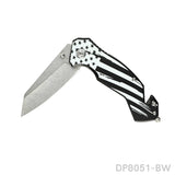 National Flag Patterned Folding Knife with Stonewashed Blade