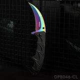 Folding Curved Pocket Knife Rainbow Titanium Hawkbill Plain Blade with Sheath and Cord