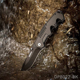 4.9'' Closed Folding Pocket Knife with Aluminum Handle and Black Oxide Blade for Outdoor, Tactical, Survival, and EDC - Dispatch Outdoor Life