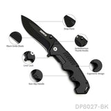 4.9'' Closed Folding Pocket Knife with Aluminum Handle and Black Oxide Blade for Outdoor, Tactical, Survival, and EDC - Dispatch Outdoor Life