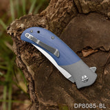 Trailing Point Blade Flipper Knife EDC with 8Cr13Mov Blade Blue G10 Handle