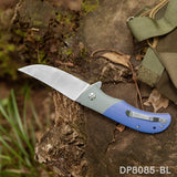 Trailing Point Blade Flipper Knife EDC with 8Cr13Mov Blade Blue G10 Handle