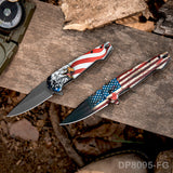 4.5" Patriotic EDC Folding Knife - 3D Printed Flag Eagle Flipper Pocket Knife