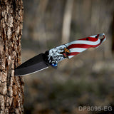 4.5" Patriotic EDC Folding Knife - 3D Printed Flag Eagle Flipper Pocket Knife