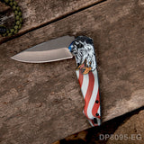 4.5" Patriotic EDC Folding Knife - 3D Printed Flag Eagle Flipper Pocket Knife