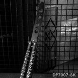 Unsharpened Blade Butterfly Knife Trainer with Cool Grey Skull for New Beginner