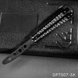 Unsharpened Blade Butterfly Knife Trainer with Cool Grey Skull for New Beginner