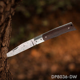 Damascus Steel Folding Pocket Knife with Dalbergia Wood Handle | EDC, Hiking & Camping