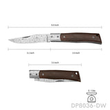 Damascus Steel Folding Pocket Knife with Dalbergia Wood Handle | EDC, Hiking & Camping