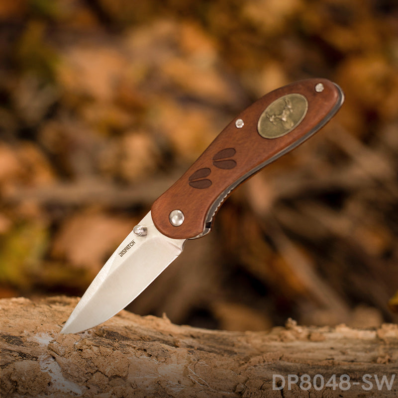 Vintage Folding Pockt Knife with Deer Medallion Handle