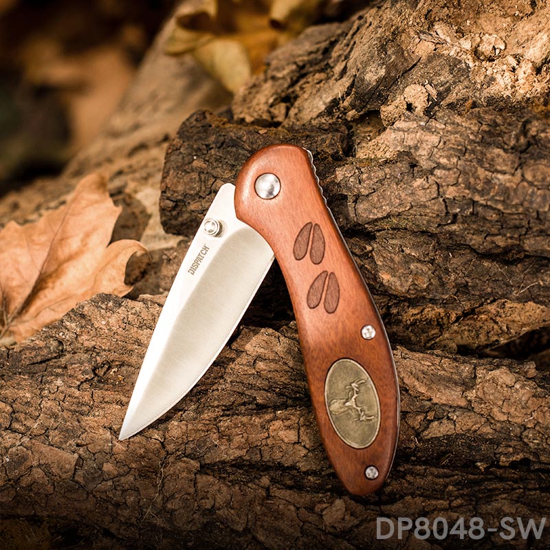 Vintage Folding Pockt Knife with Deer Medallion Handle