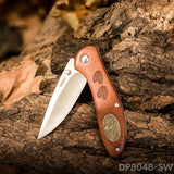 Vintage Folding Pockt Knife with Deer Medallion Handle