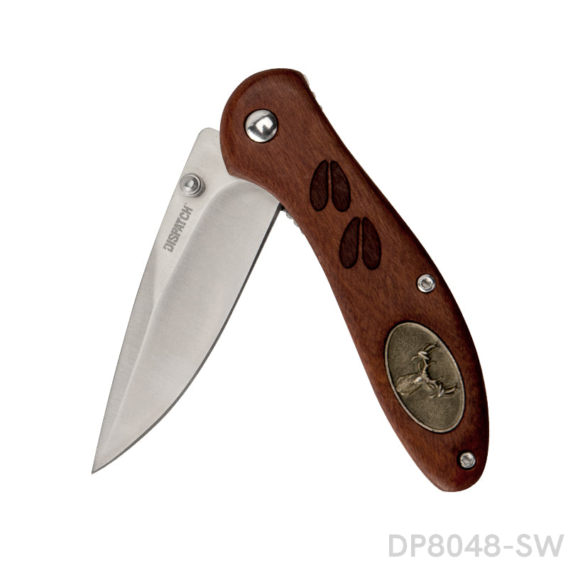 Vintage Folding Pockt Knife with Deer Medallion Handle
